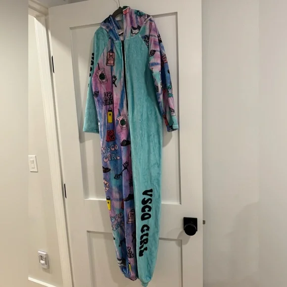 Girls Penelope Wildberry Preppy VSCO fleece onesie pajama - Picture 1 of 5